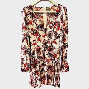 ASOS Tall Boho Floral Mini Dress | Size 6 Tall | Bell Sleeves | Festival Fairyco